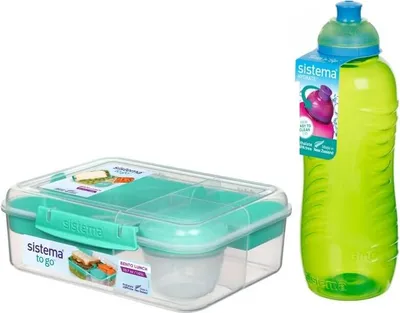 Produktbild von Sistema SET Lunchbox 1,65L Joghurtbecher+Squeeze/Twist Bottle, 460ml