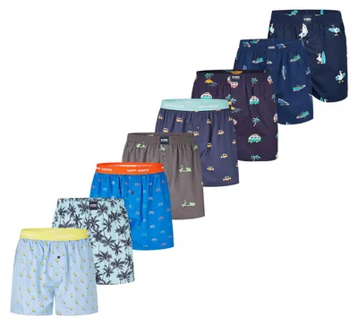 Produktbild von Happy Shorts Herren Boxer Motiv Mix 8-Pack vacation - Größe XL