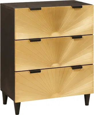Produktbild von Sideboard Schwarz und Gold 60 x 33 x 75 cm Massivholz Mango
