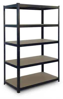 Zdjęcie produktu dla Regał o dużej nośności Relaxdays, wys. x szer. x gł.: 200 x 100 x 60 cm, nośność 875 kg, 5 półek, regał magazynowy do piwnicy, do montażu na zatrzaski, czarny/brązowy