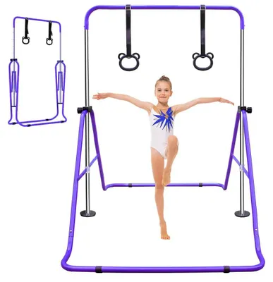 Produktbild von Kinder Turnreck höhenverstellbar 88,9-129,54 cm rutschfest klappbar Indoor Outdoor lila
