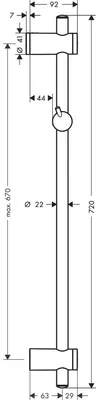 Douchestang 72 cm, Chrom, verstellbarer Halter, variabel 400-670 mm