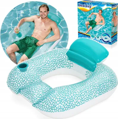 Obrázek produktu pro Bestway 43097, Modrá, Průhledná, Plovací sedátko, Vzorovaný, Vinyl, 90 kg, 1020 mm