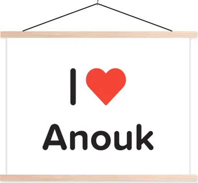 Produktbild von MuchoWow® Textilposter Ich liebe - Anouk - Mädchen 120x90 cm mit holzfarbenen Rahmen - Magnetisch