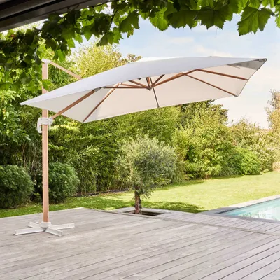 Produktbild von Drehbarer Sonnenschirm AluminiumRahmen 3 x 3 m Weiss - Oviala Brescia