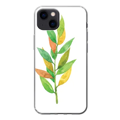 Produktbild von MuchoWow® Handyhülle Schutzhülle Hülle für iPhone 13 mini Aquarelle - Blätter - Pflanzen Silikon Softcase Handy Hülle - Softcase