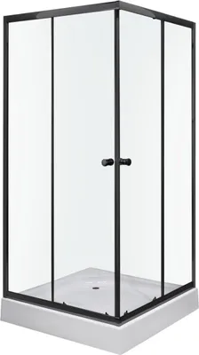 Produktbild von KERRA OLGA SQ BLACK Duschwand + Duschwanne 90 x 90 cm