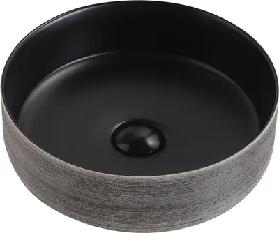 Immagine prodotto di BELVIT MURANO: Lavabo da appoggio in Vetroceramica, finitura opaca, colore nero grigio spazzolato, forma rotonda