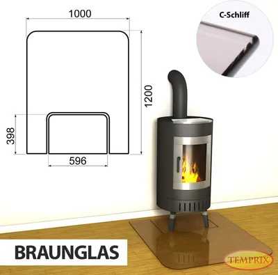 Produktbild von AKTION ! Kaminbodenplatte & Funkenschutzplatte - Funkenschutz für Kamin & Ofen - geteilte Saisonplatte Montreal - Braunglas