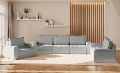 Produktbild von Sofaset Modulsofa-Set 6-teilig SANDE 3-2-1 Stoff Alpine Hellgrau