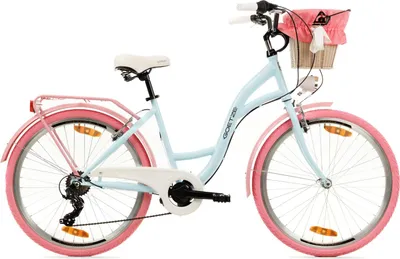 Produktbild von Goetze Mood 26 Zoll City Bike, 17 Zoll ALU Tiefeinsteigerrahmen, 6-Gang Shimano Tourney, V-Bremse, LED-Beleuchtung, Komfortsattel, Rattankorb