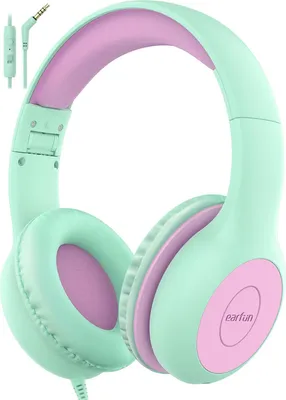 Produktbild von Kopfhörer Kinder mit Kabel, 85/94dB Lautstärkenbegrenzer, Faltbare, Einstellbar, Stereo Sound, HD-Mikrofon