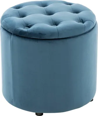 Produktbild von Sitzhocker CUTUN - Samt Blau 44x44x42 cm | Hocker Schlafzimmer Polsterhocker Wohnzimmer Sitzbank Esszimmer