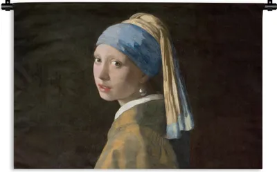 Produktbild von MuchoWow® Wandteppich Wandbehang Mädchen mit Perlenohrring - Gemälde - Alte Meister - Vermeer 120x80 cm Tapisserie Dekoration Wandtuch - Wanddekorationen - Wandtücher