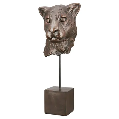 Zdjęcie produktu dla Gilde Skulptur, Leopard, "Antique", Kunstharz, bronzefarben, VE 1, L. 19.5 cm, B. 19.5 cm, H. 46 cm 50242 4063387502426