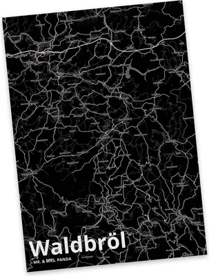 Produktbild von Mr. & Mrs. Panda Postkarte Waldbröl - Geschenk, bildkarte, Stadt Dorf Karte Landkarte Map Stadtplan, Postkarten, Fotokarte, Ansichtskarte, Grußkarte