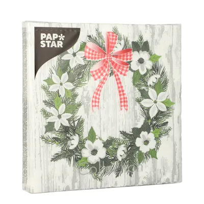 Obrázek produktu pro Papstar Vánoční věnec 3vrstvé ubrousky 33x33cm 20 kusů