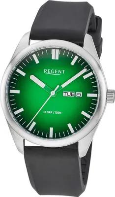 Regent F-1589 Herrenuhr Gut Ablesbar Edelstahl/Grün 1