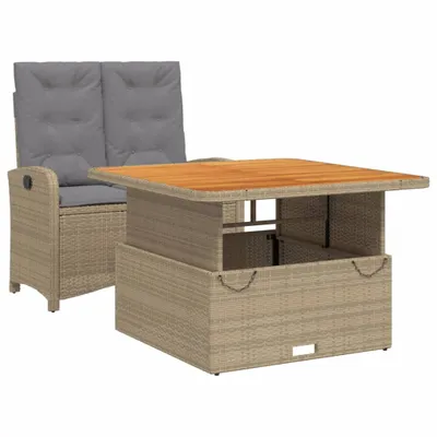 Immagine prodotto di vidaXL Set da pranzo da giardino 2 pezzi con cuscini in polyrattan beige