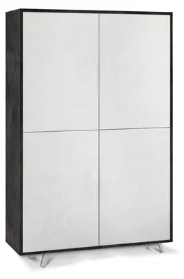 Immagine prodotto di Mobile Multiuso 4 Ante 107x169x41 cm Ossido Nero/Ossido Bianco