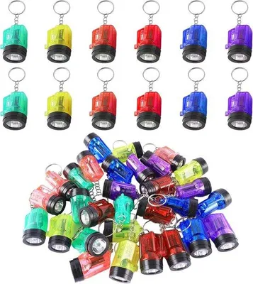 Produktbild von Set aus 30 Mini-Lampe mit Schlüsselanhänger für Kinder - 4 cm - Mini-LED-Lampe - Draußen, Camping, Wandern Mini-Lampe