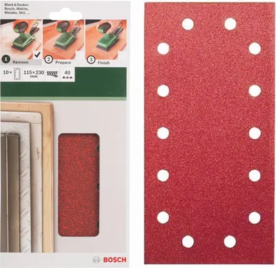 Produktbild von Bosch Schleifblatt Klett 10 x, 115 x 230 mm, K 40 für Schwingschleifer