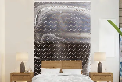 Produktbild von MuchoWow® Fototapete für Wohnzimmer oder Schlafzimmer Wandtapete Vinyl Motivtapete Marmor - Weiß - Schwarz - Kupfer - 155x240 cm - Tapete
