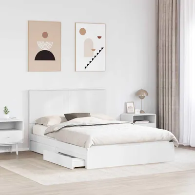 Produktbild von （Robust Möbel） Aufbewahrungsbett mit Kopfteil Weiß 140 x 200cm Holzwerkstoff - CL746063 - Klassische BettenJugendbett Tagesbett
