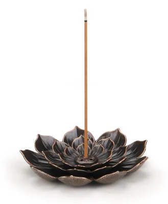 Image de Encensoir en forme de tige de lotus, support pour encensoir, encensoir, encensoir avec motif de lotus, encensoir à 6 trous, récipient à encens, accessoire parfumé avec bac à cendres amovible.