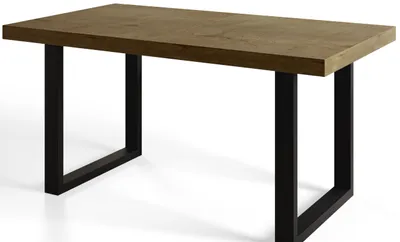 Produktbild von Alpi Moebel, Rechteckiger Esstisch Loft-U, Industrieller Modern Tisch 140x80x77 cm, Lefkas mit Metallbeinen in Schwarz