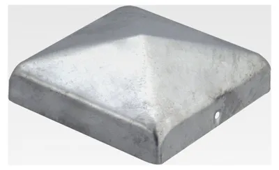 Produktbild von 1 Stück, Pfostenkappe 141x141 mm aus feuerverzinktem Stahl für Pfosten 14 x 14 cm inkl. Schrauben
