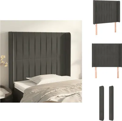 Produktbild von vidaXL Kopfteil mit Ohren Dunkelgrau 83x16x118/128 cm Samt -  Kopf- & Fußenden