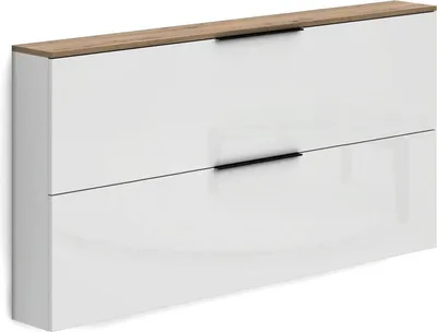 Produktbild von Dmora Schuhschrank Achiko 160x19x80h cm Weiß Hochglanz, 12 Paare, 2 Türen