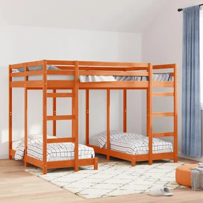 Produktbild von Maison Exclusive - Dreifach Etagenbettrahmen Wachsbraun 140 x 200 cm