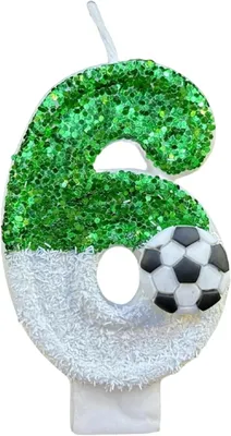 Obrázok produktu pre Dekorácia na 6. narodeniny chlapca – sviečka s motívom futbalu