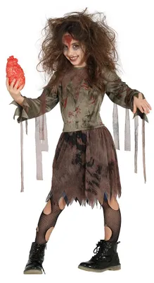 Produktbild von Horror Zombie Mädchen Kostüm für Kinder Gr. 110 - 146, Größe:110/116