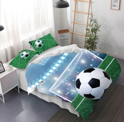 Obrázok produktu pre Futbalová obliečka na paplón 200 x 200 cm, 2 obliečky na vankúš 50 x 75 cm, mikrovlákno, pre detskú izbu