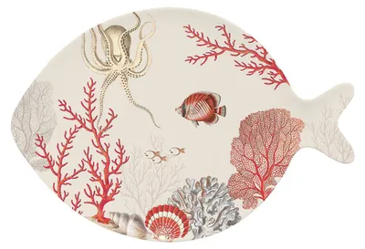 Produktbild von Servierplatte Speiseteller REEF Korallen in Fischform 31x21,5cm Easy Life