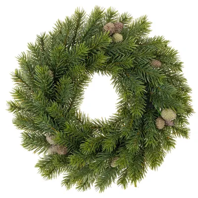 Produktbild von Künstlicher Weihnachtskranz aus Tannenzweigen mit Zapfen