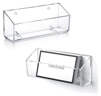 Produktbild von 2 Stück Visitenkartenhalter aus transparentem Acryl für die Aufbewahrung von Visitenkarten auf dem Schreibtisch