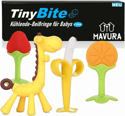 Produktbild von TinyBite Kühlende Beißringe für Babys Beissring Zahnungshilfe Set BPA-frei 4er