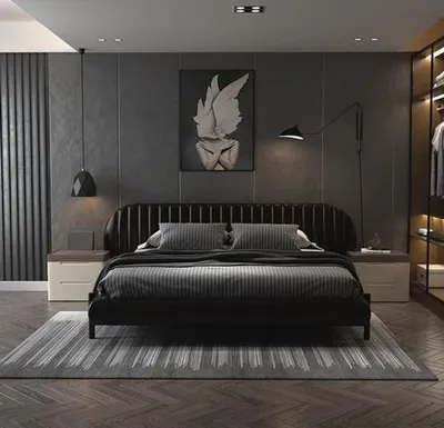 Produktbild von Luxusbett Schwarz Modernes Polsterbett Elegantes Design Komfort Schlafen Bett