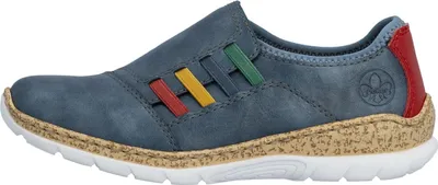 Image de Chaussures de ville pour femmes Rieker, confortables, type pantoufle, couleur bleue, pour un usage quotidien