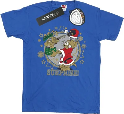 Produktbild von Tom And Jerry - "Christmas Surprise" T-Shirt für Herren BI52090 (XXL) (Königsblau)
