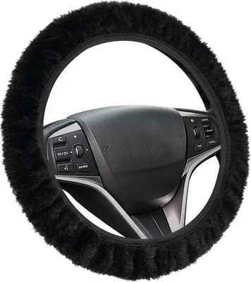 Produktbild von Lenkradbezug, Lenkradbezug Winter, 37-39cm Universal Auto lenkradheizung Fell, Teleskop Lenkrad Abdeckung, Weich Bequem Anti Rutsch Auto Lenkradhülle für Herbst und Wintersaison, Schwarz