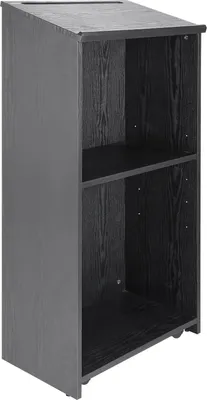 Zdjęcie produktu dla Mównica pulpit stojący 119 cm półki kółka drewniana do szkoły biura
