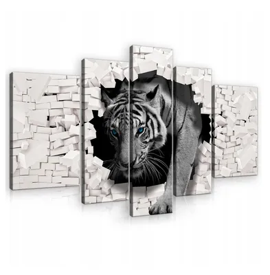 Obrázok produktu pre Obrazy na plátne Tiger Animals Abstract SET 170x100 cm 5 kusov Moderné obrazy na plátne XXL Obrazy na plátne Obrazy na plátne Spálňa Obývacia izba Nástenné umenie Tlač Obraz na plátne Pripravené na zavesenie