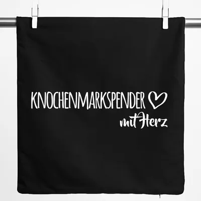 Produktbild von Huuraa Kissenbezug Knochenmarkspender mit Herz 40x40cm Black Baumwolle Dekokissenbezug Geschenkidee