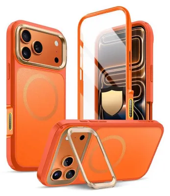 Image de Housse de téléphone + verre 9H pour iPhone 17 Pro Max, Supcase i-Blason Ares Flip Mag SPG (CC) avec MagSafe, orange-or