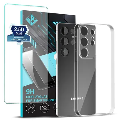 Produktbild von Handyhülle für Samsung Galaxy S25 Ultra mit 9H Displayglas Displayschutz Hülle Transparent Flexibel Elastisch Case Cover Backcover Schutzhülle